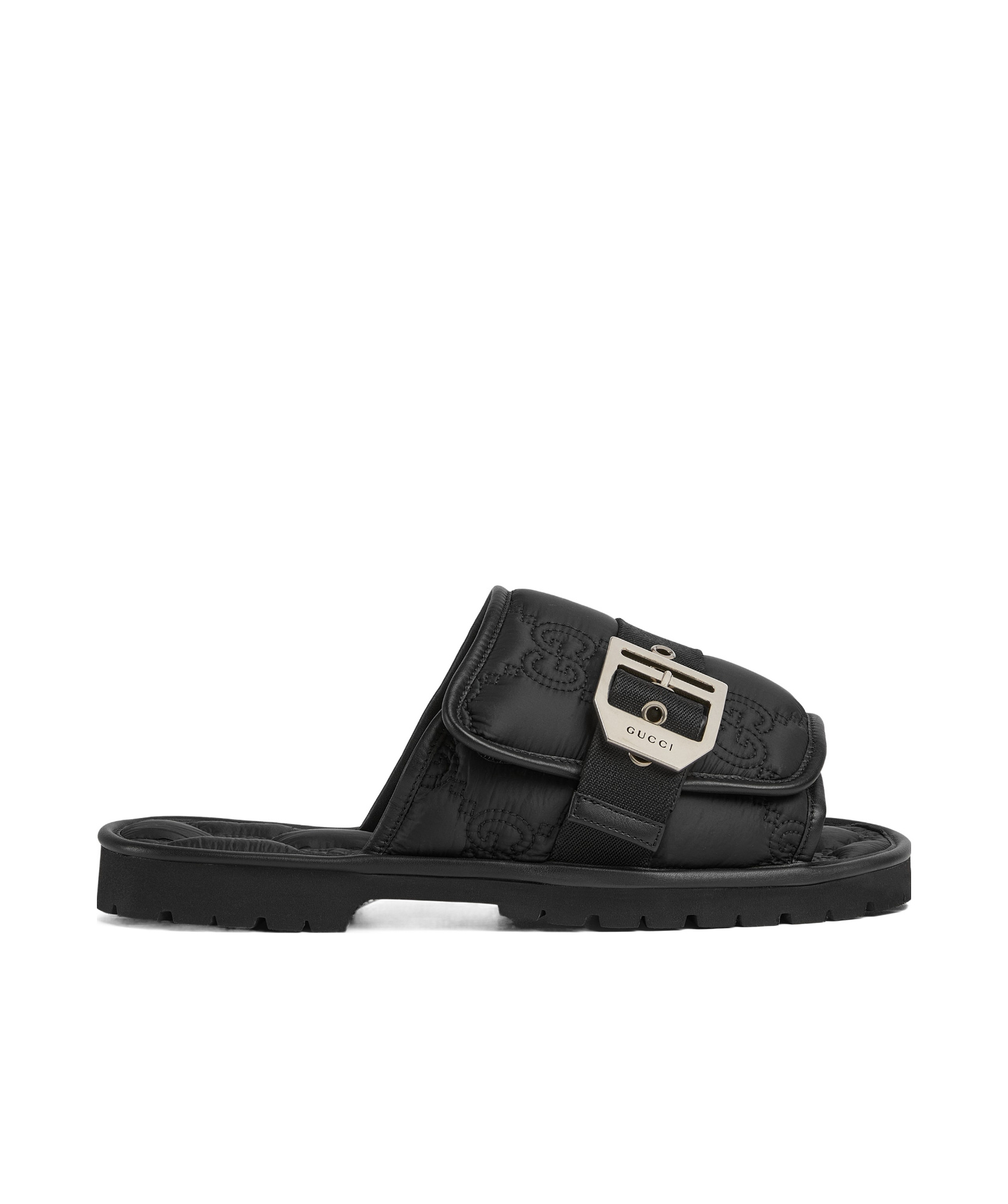 Gucci Buckled Quilted Sandals In Black