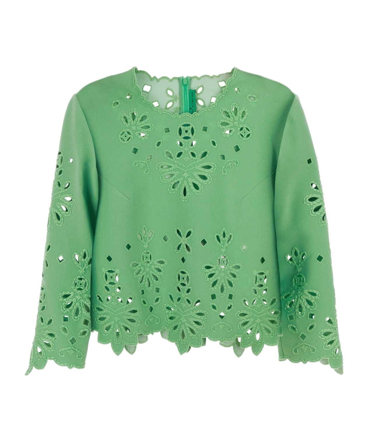 Ermanno Scervino Openwork Crewneck Cropped Blouse
