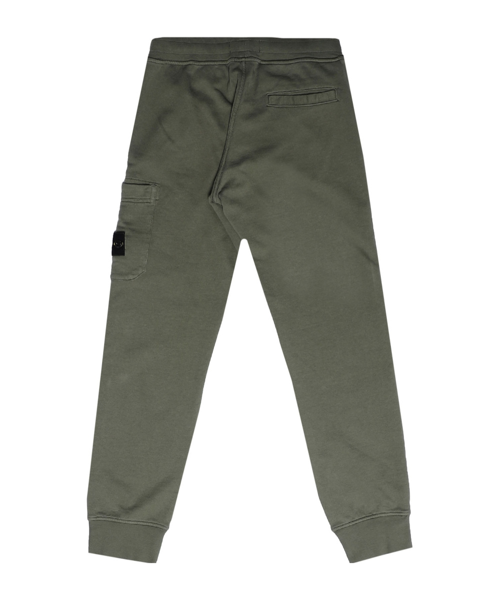 Stone Island Junior Compass-patch Elasticated Waistband Track Pants In Green