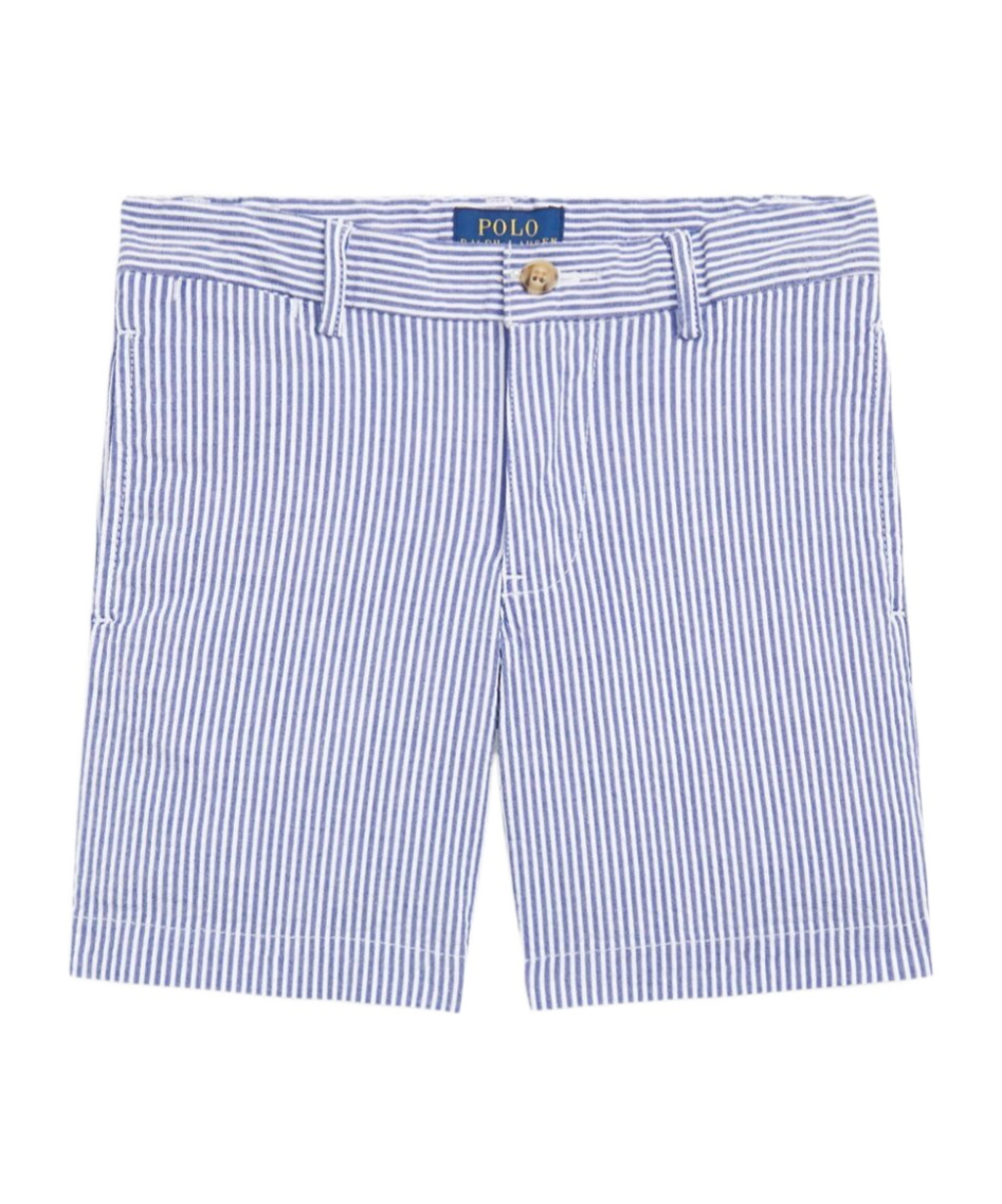 Polo Ralph Lauren Boys Blue Stripe Skinny Fit Shorts In Blue