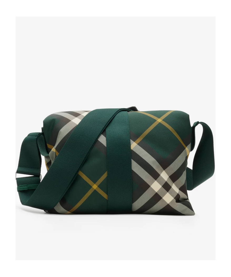 Burberry Pillow Checked Messenger Bag In Green