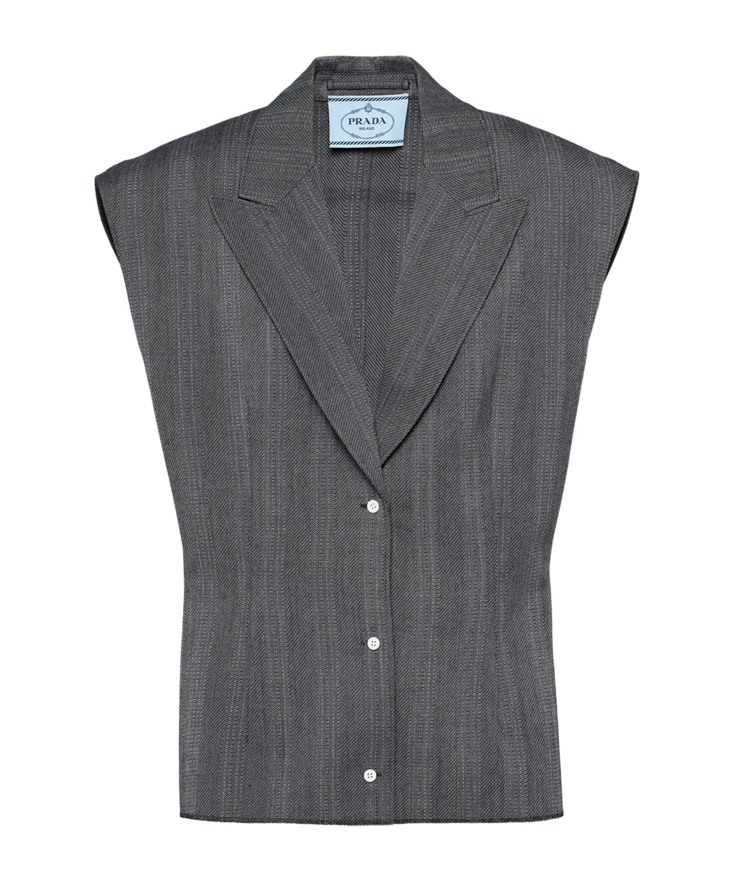 Prada Single-breasted Pinstripe Wool Vest In Gray