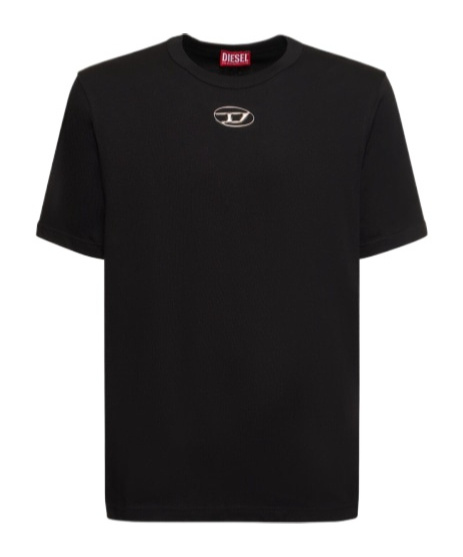 Diesel Just' Black Crewneck T-shirt With Logo Detail In Cotton