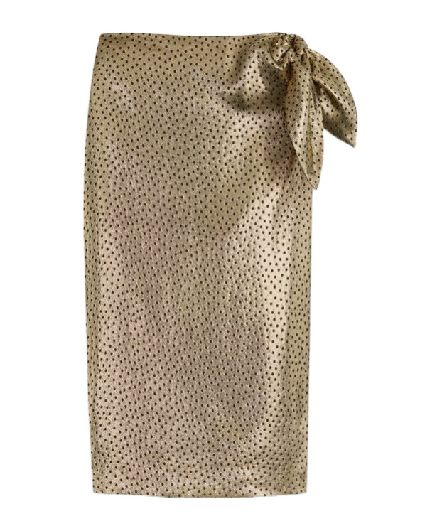 Saint Laurent Tied Pencil Skirt In Dotted Lamé In Nude