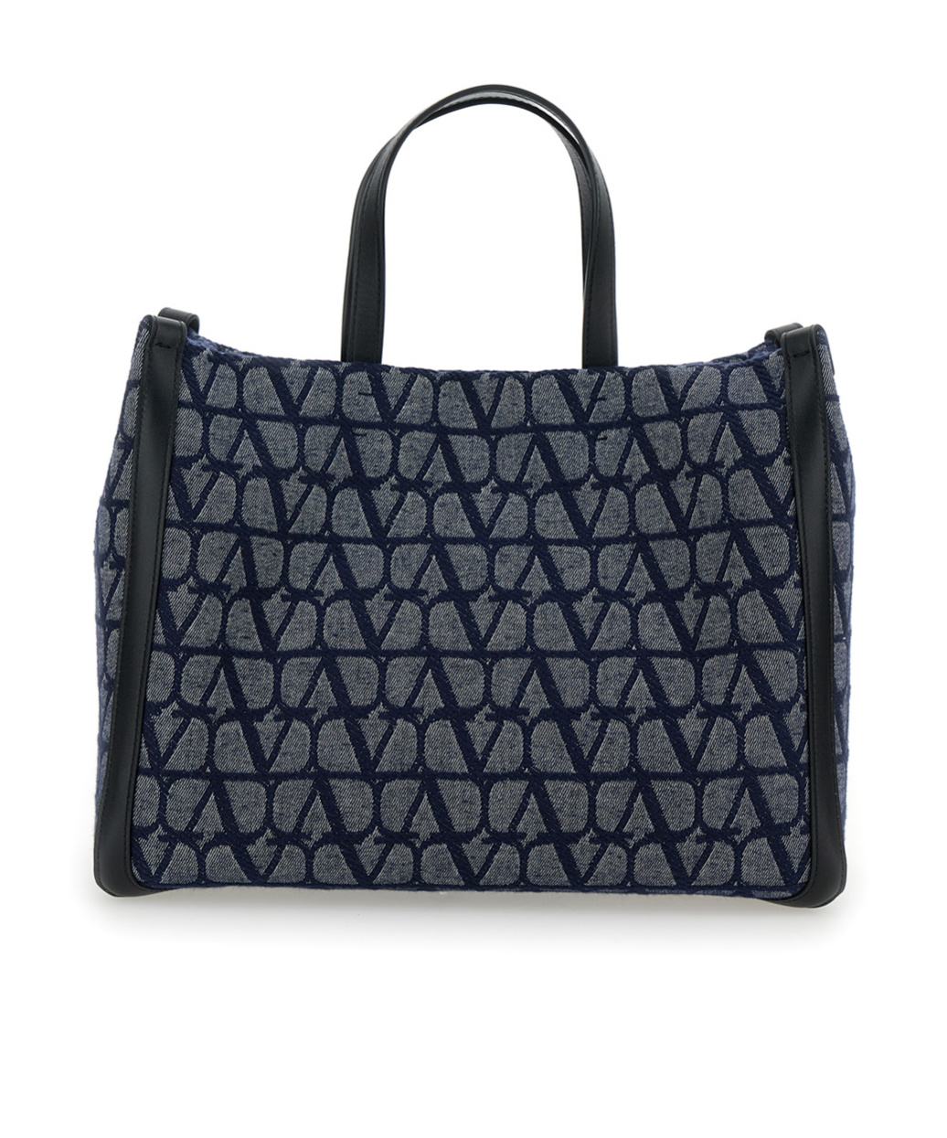 Valentino Garavani Light Blue Tote Bag With Toile Iconographe Motif In Denim Man In Black
