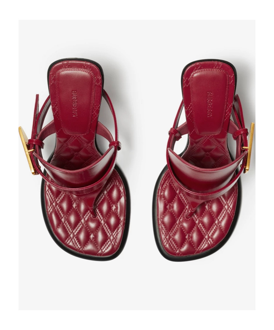 Burberry Leather Bay Sandals In Red