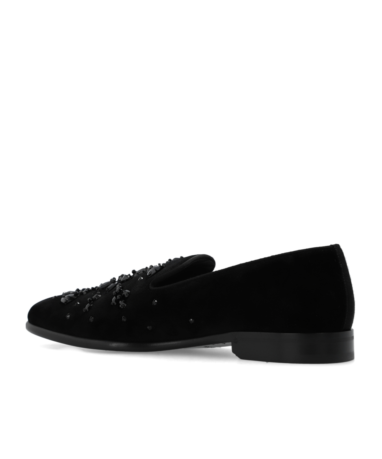 Dolce & Gabbana Crystal-embellished Velvet Slippers In Black