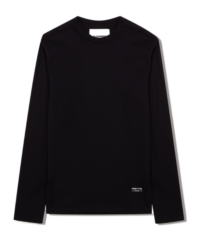 Jil Sander Round-neck Long-sleeve Knitted Top In Black