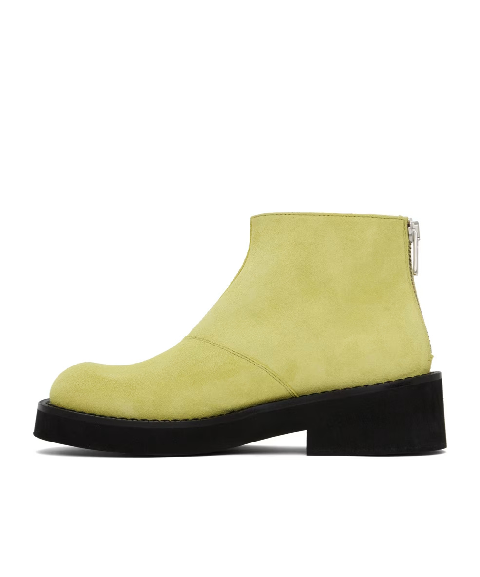Mm6 Maison Margiela Man Ankle Boots Lime Green Size 9 Leather In Green
