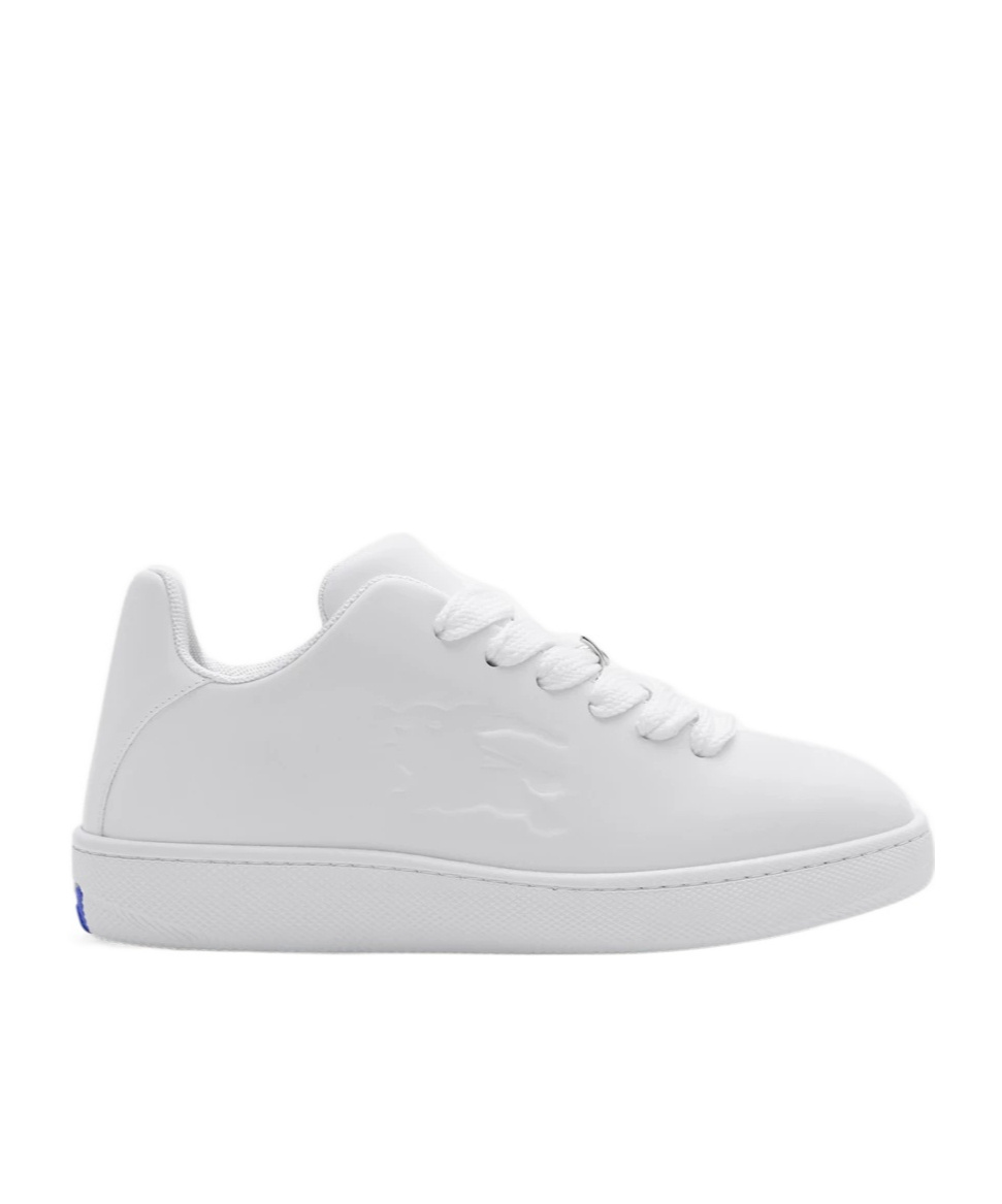 Shop Burberry Debossed-logo Leather Sneakers In White