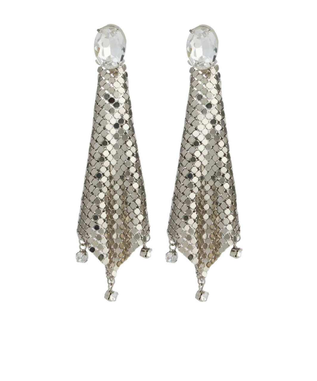 Rabanne Mini Mesh Pixel Rhinestone Earrings Accessories In Gray