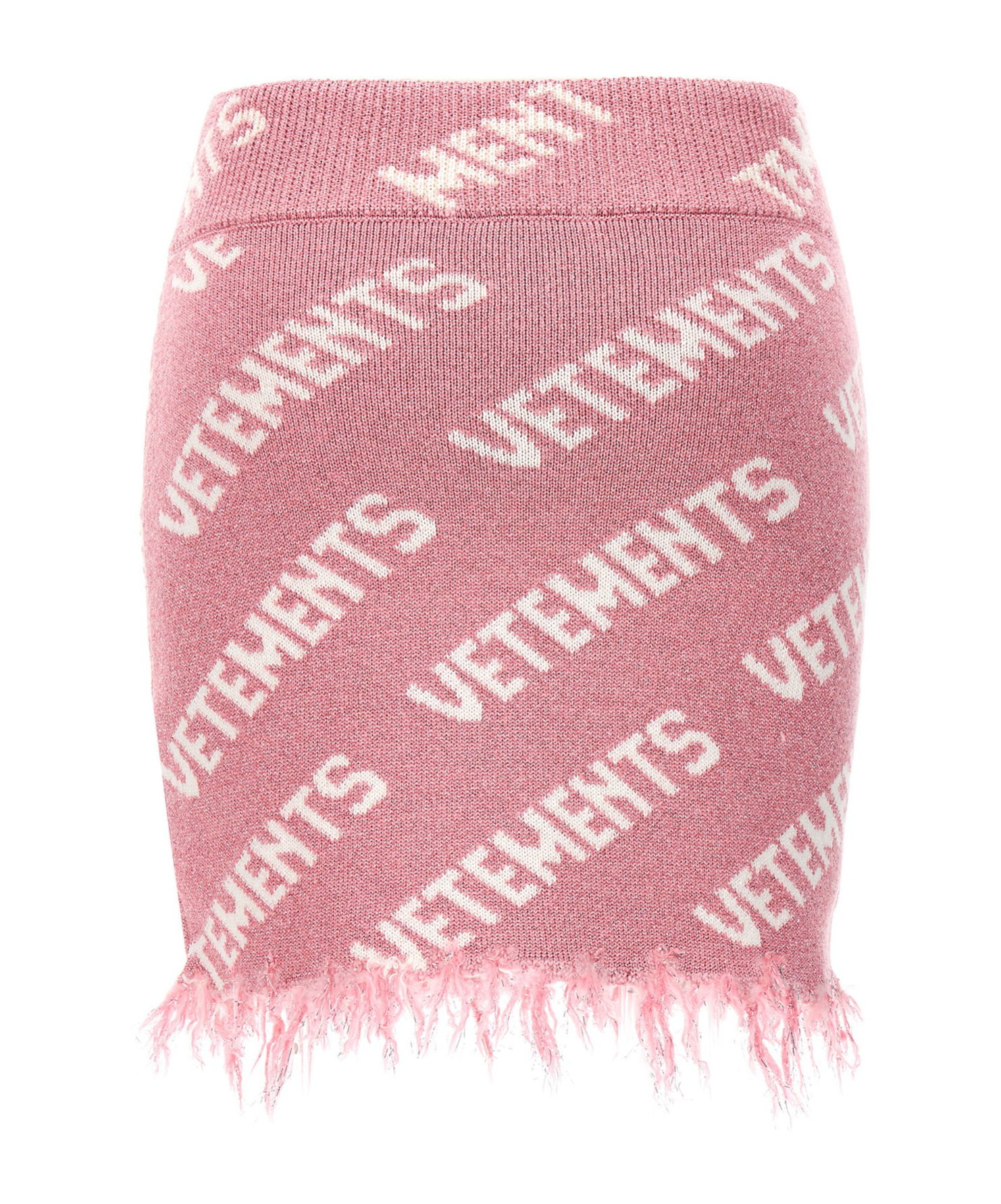 Shop Vetements Logo-intarsia Lurex Miniskirt In Pink