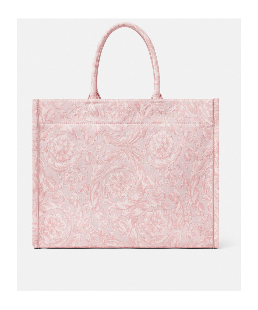 Versace Athena Barocco Jacquard Large Tote Bag In Pink