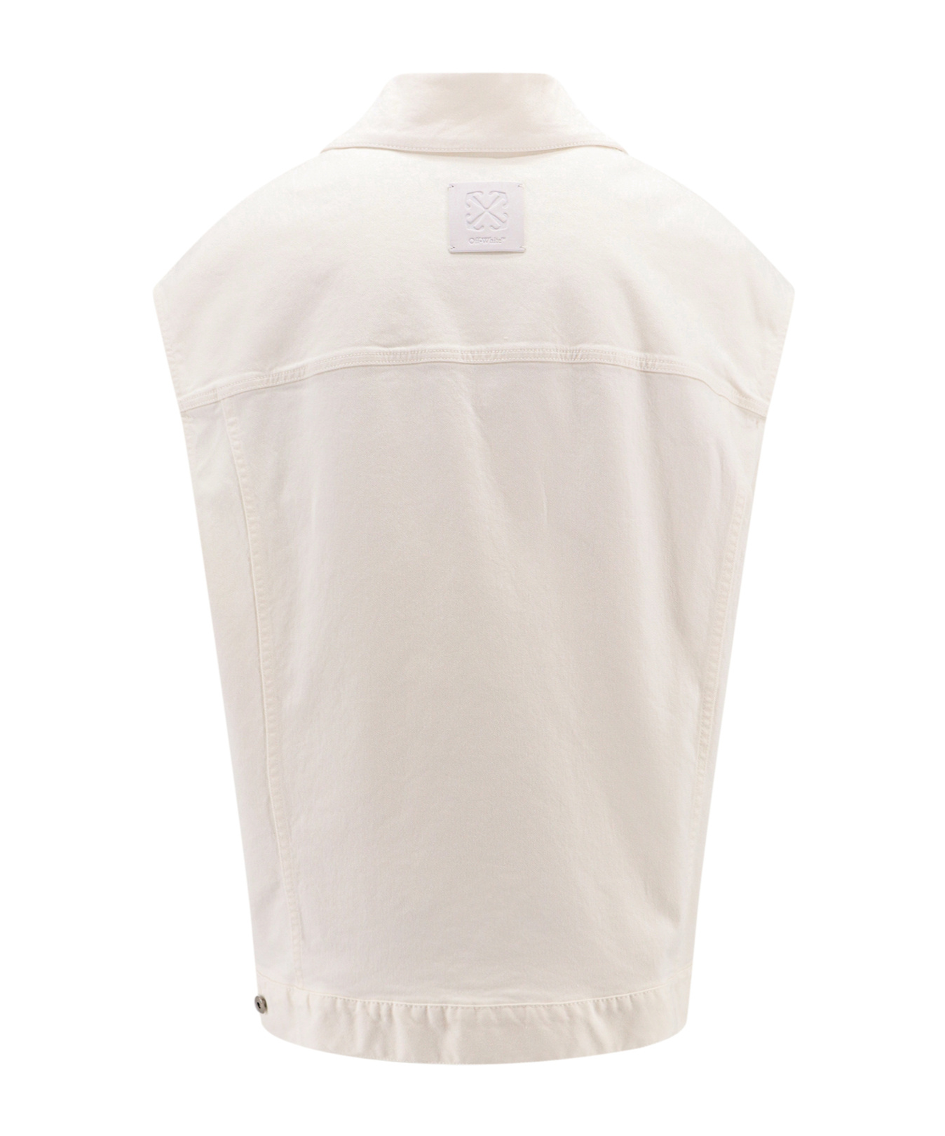 Off-white 90s Logo Embroidered Denim Vest In Nude