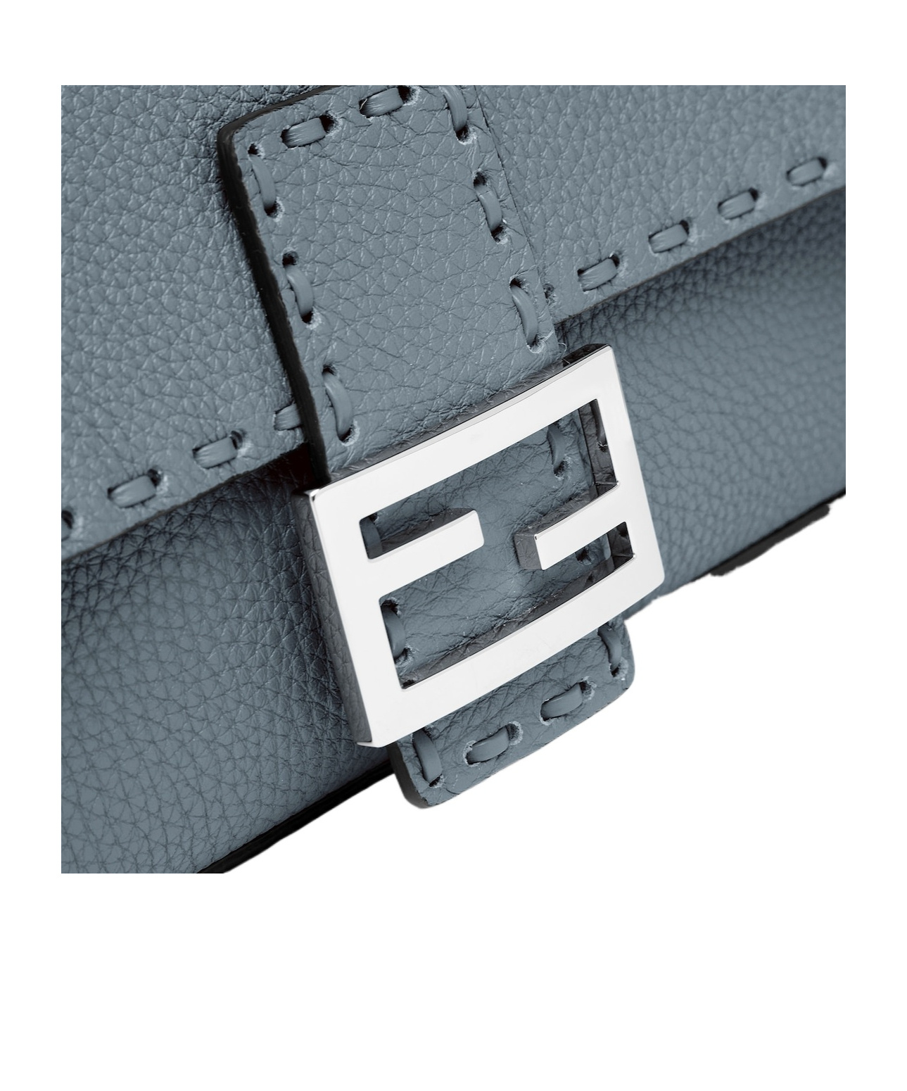 Shop Fendi Blue Selleria Bag With 612 Hand-sewn Topstitches In Gray