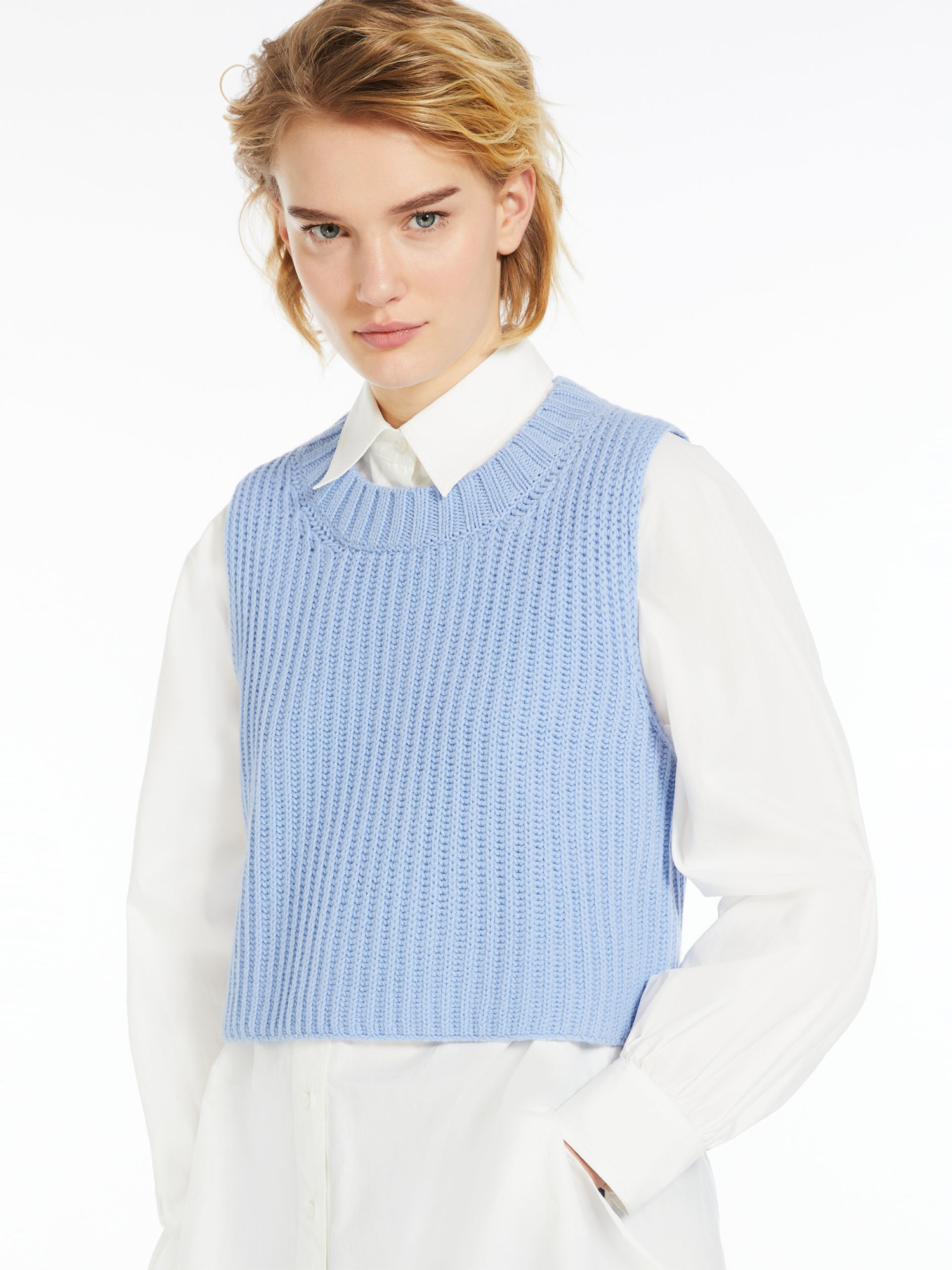 Weekend Max Mara Rib Knitted Wool Sweater In Blue