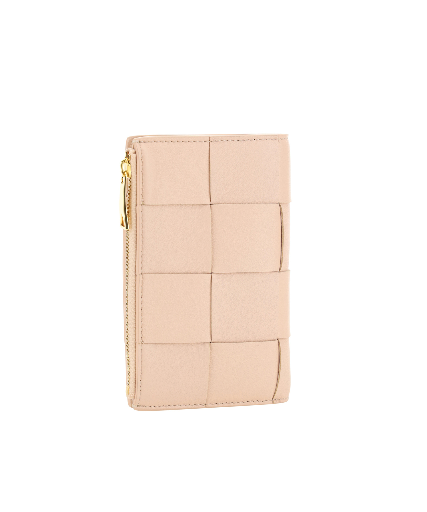 Bottega Veneta Double Fold Zipper Purse In Nude