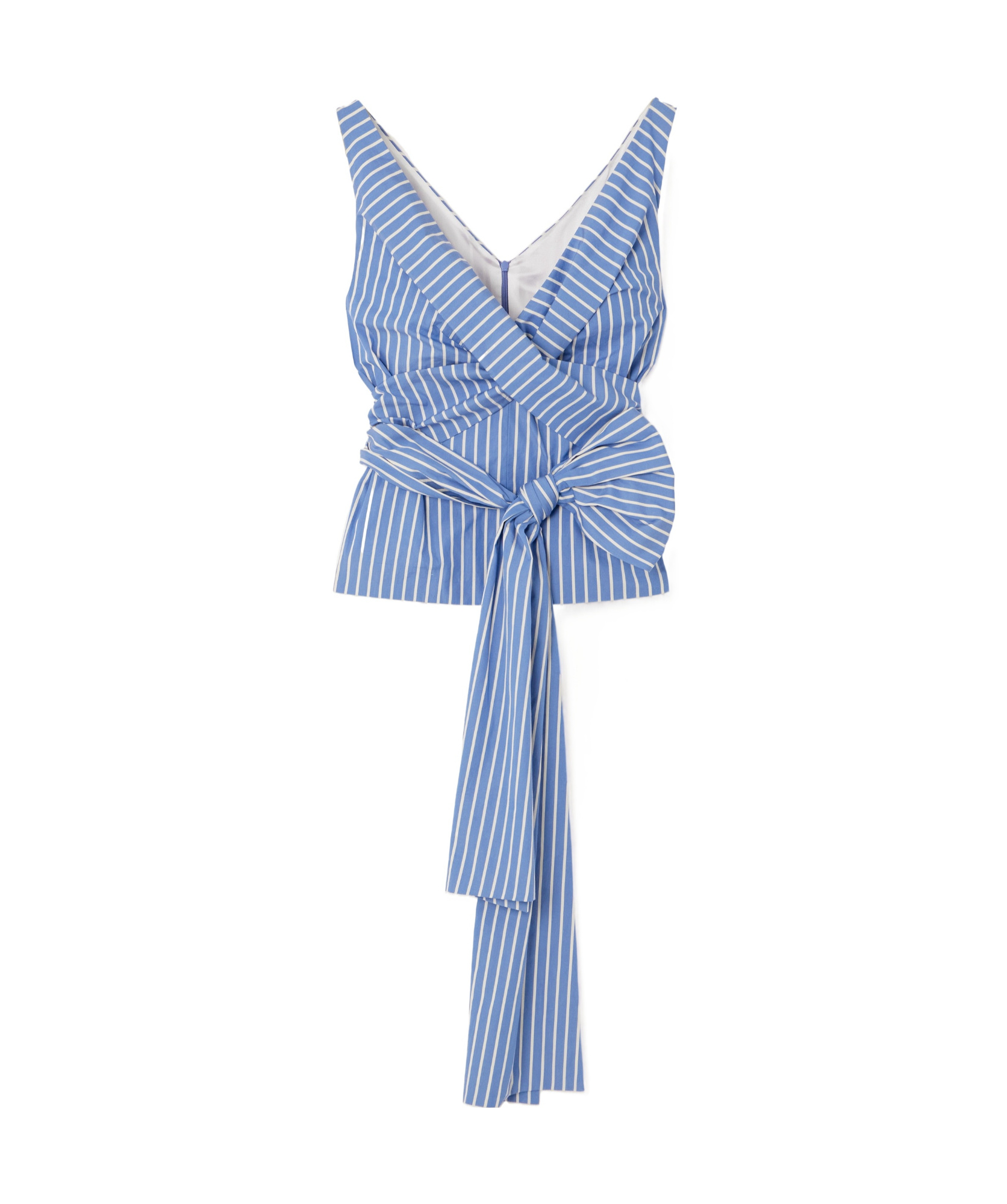 Dries Van Noten Colada Bowknot Embellished Striped Blouse In Blue