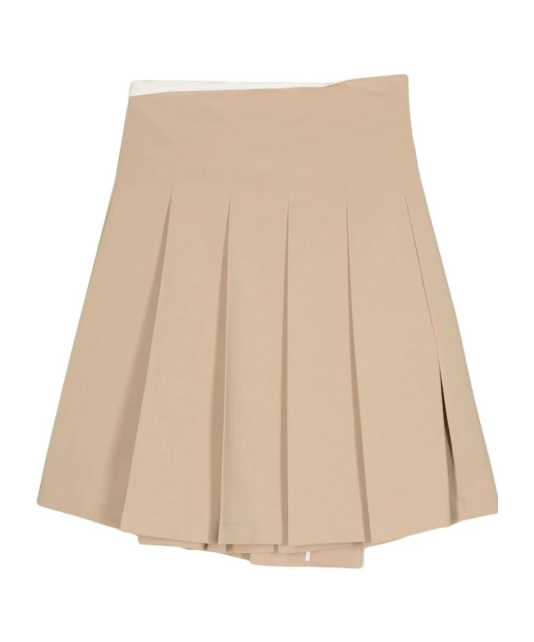 Low Classic Beige Wrap Midi Skirt In Nude