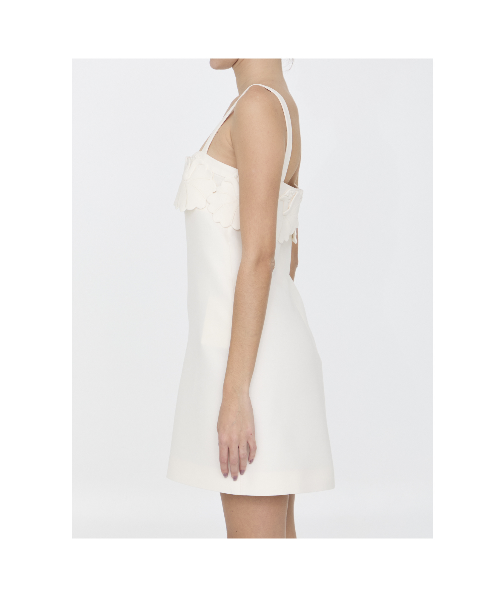 Valentino Crepe Couture Short Dress In White