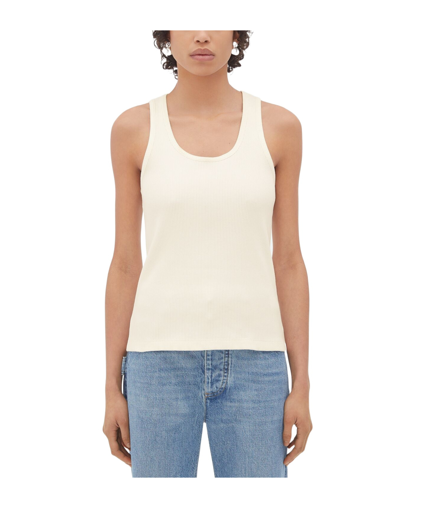 Shop Bottega Veneta Cotton Ribbed Tank Top In White