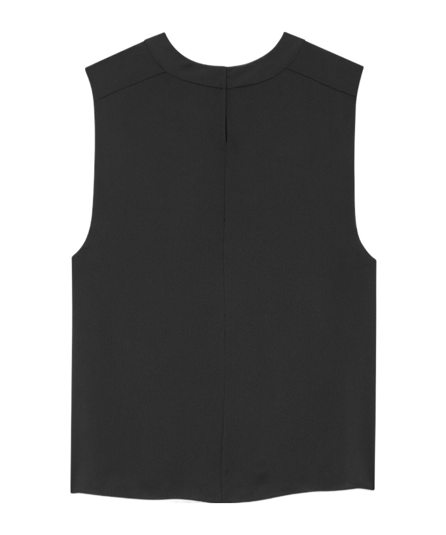 Saint Laurent Keyhole-detail Silk Tank Top In Black