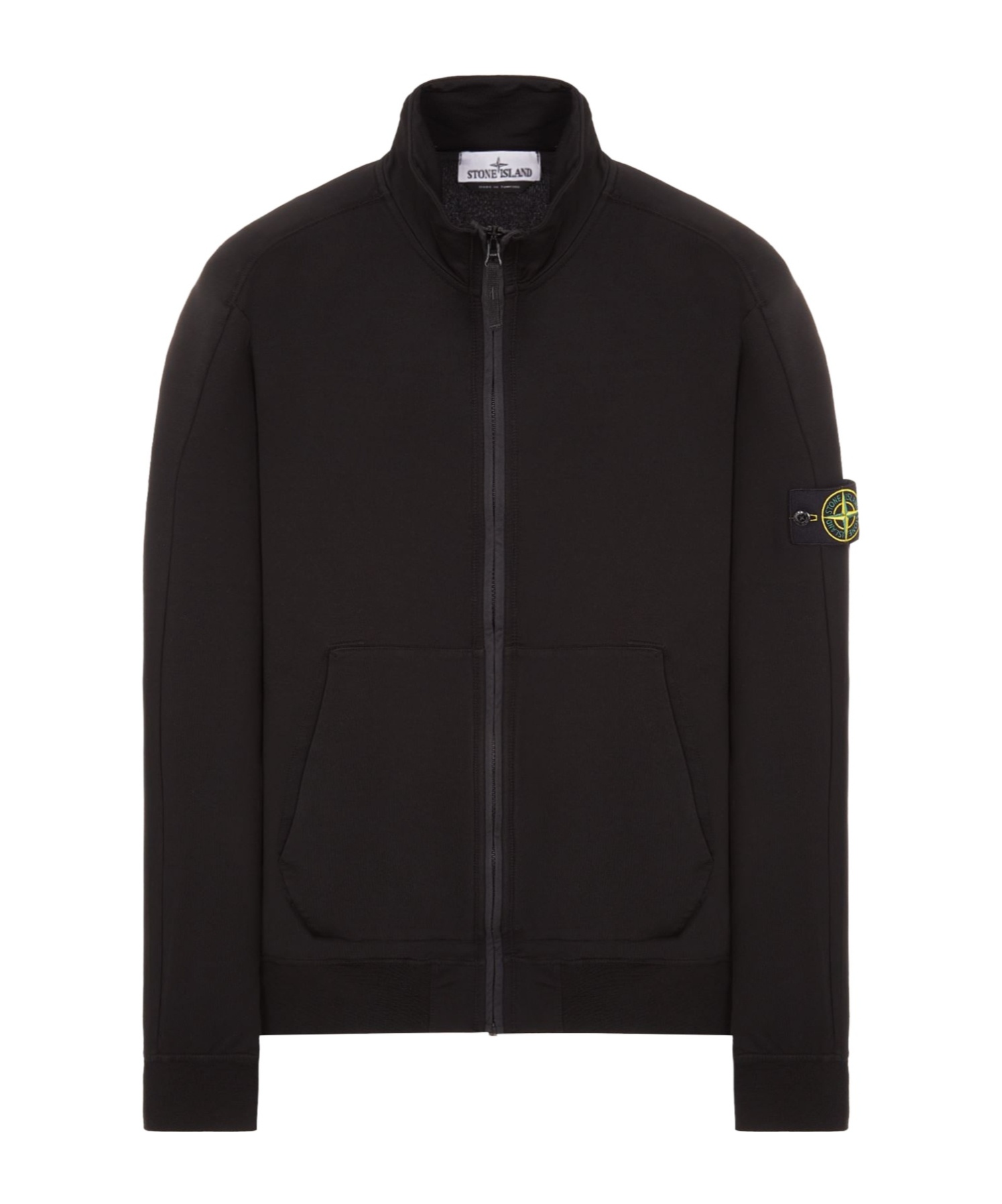 Stone Island Compass-badge Zip-up Sweatshirt In Black