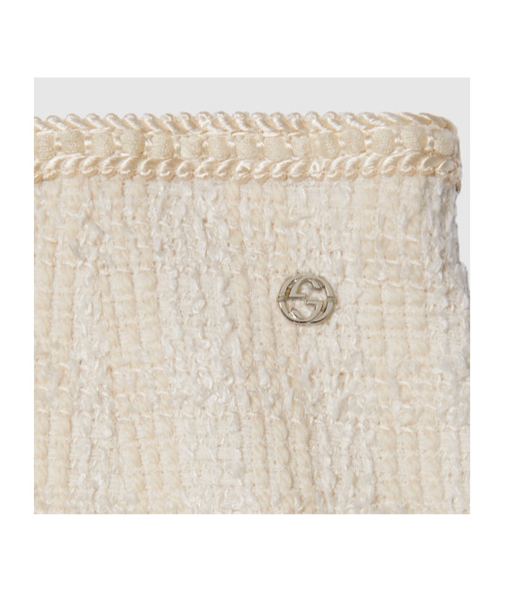 Gucci Logo-plaque Tweed Midi Skirt In Nude