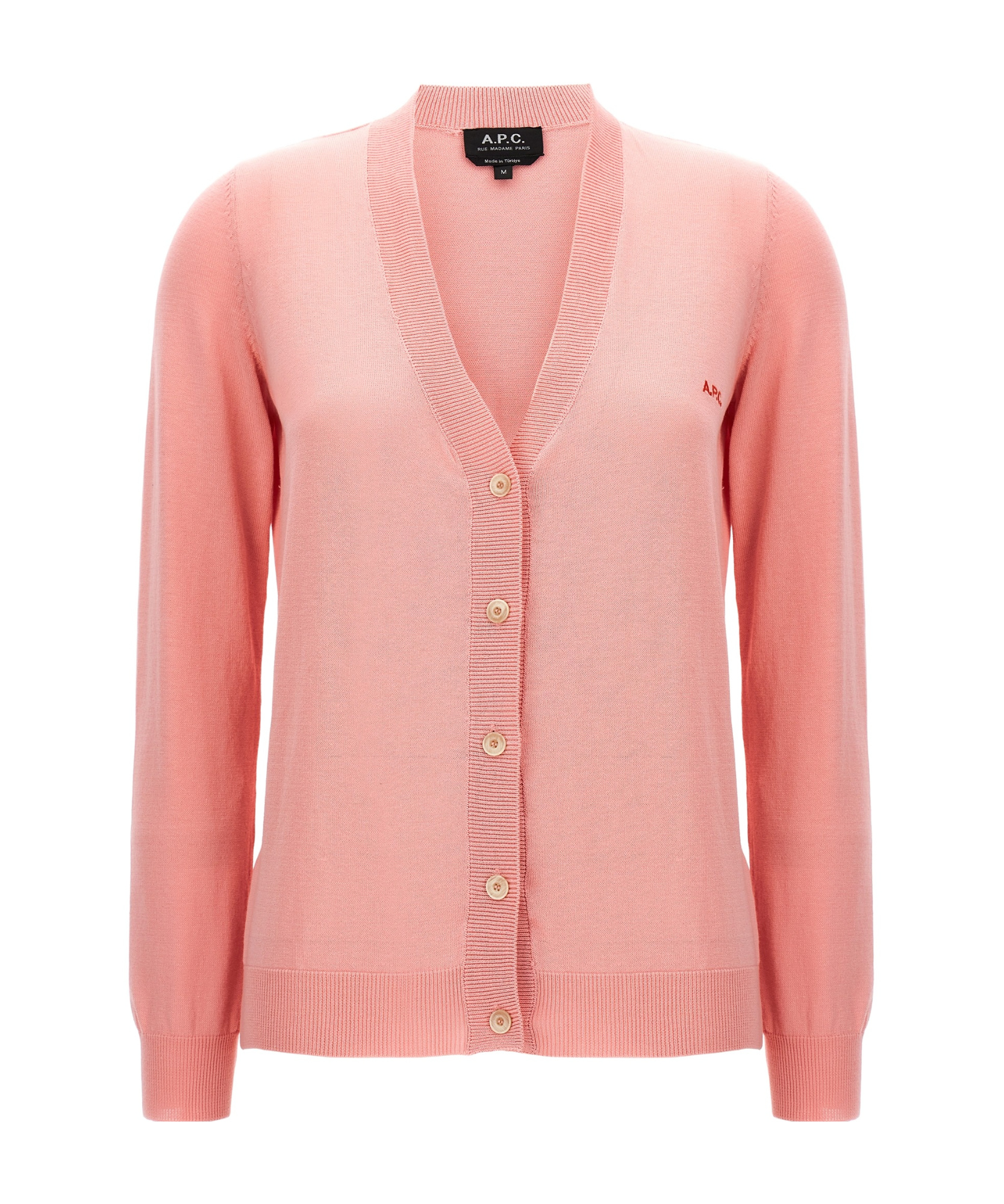 Apc Logo-embroidered Cotton Cardigan In Pink