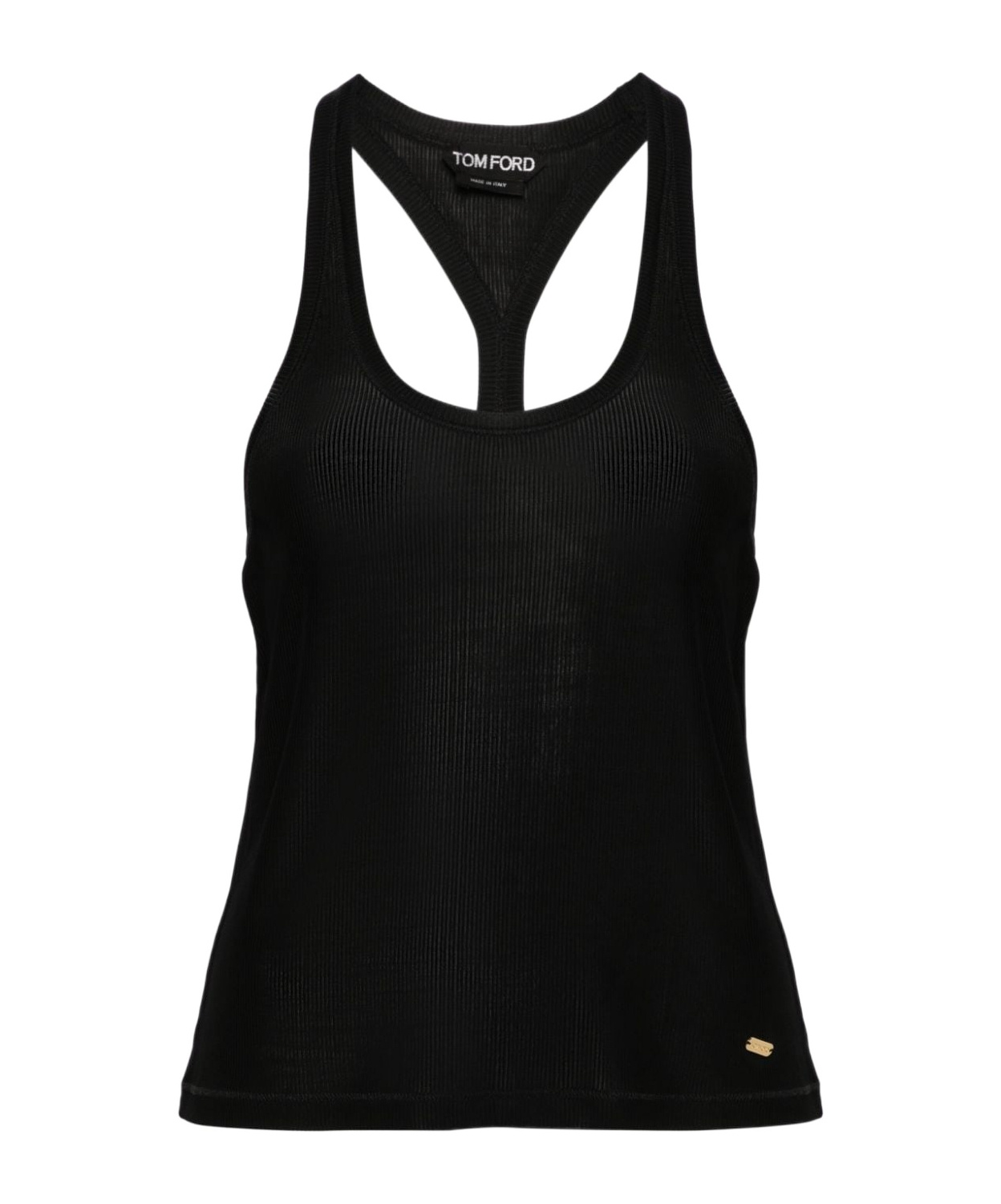 Shop Tom Ford Ribbed-knit Racerback Top In Black