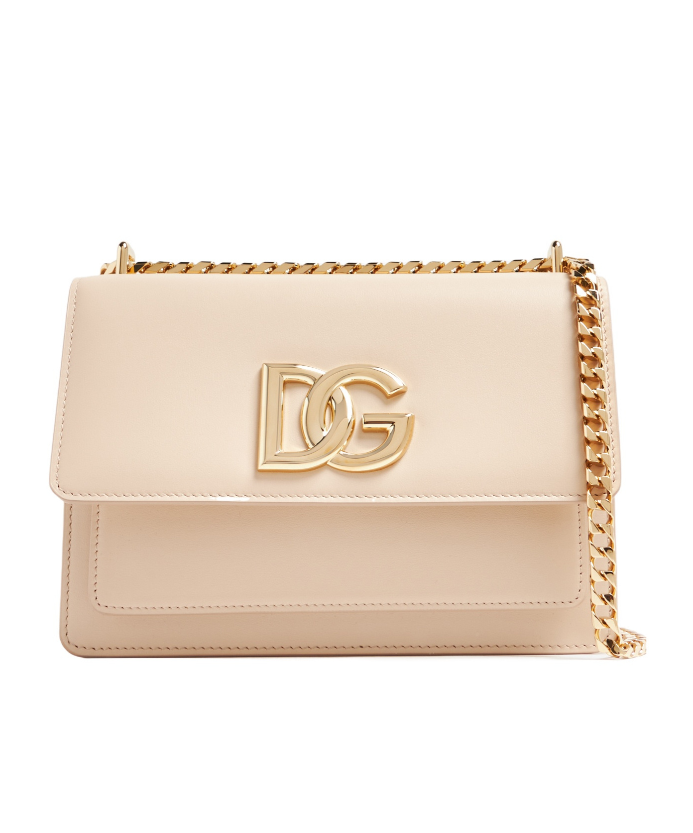 Dolce & Gabbana Logo-plaque Leather Crossbody Bag In Nude