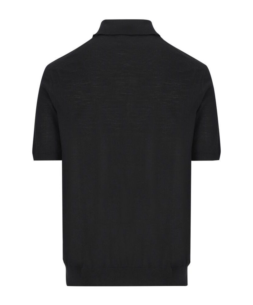 Prada Superfine Wool Polo Shirt In Black