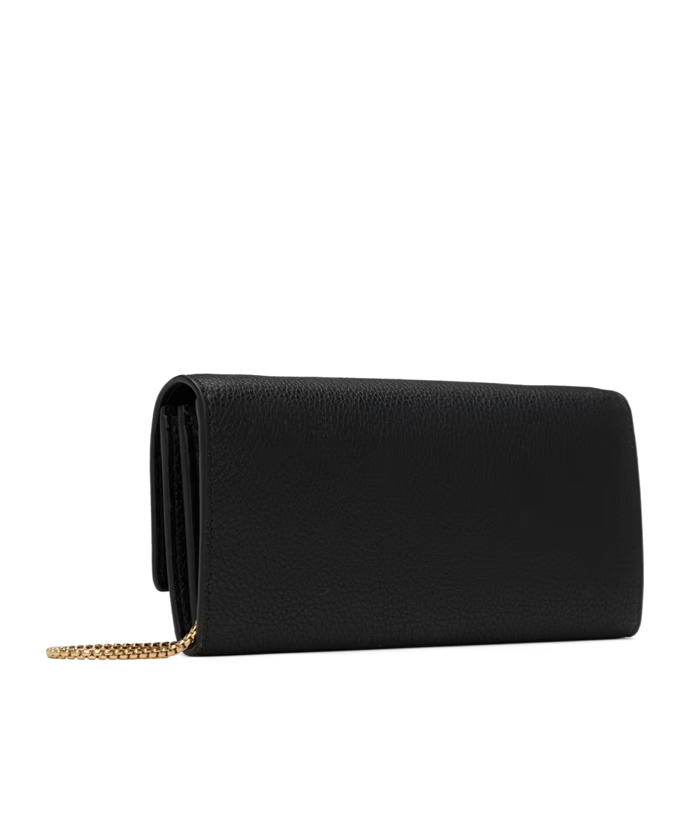 Ferragamo Black Gancini Wallet Chain Shoulder Bag In Black