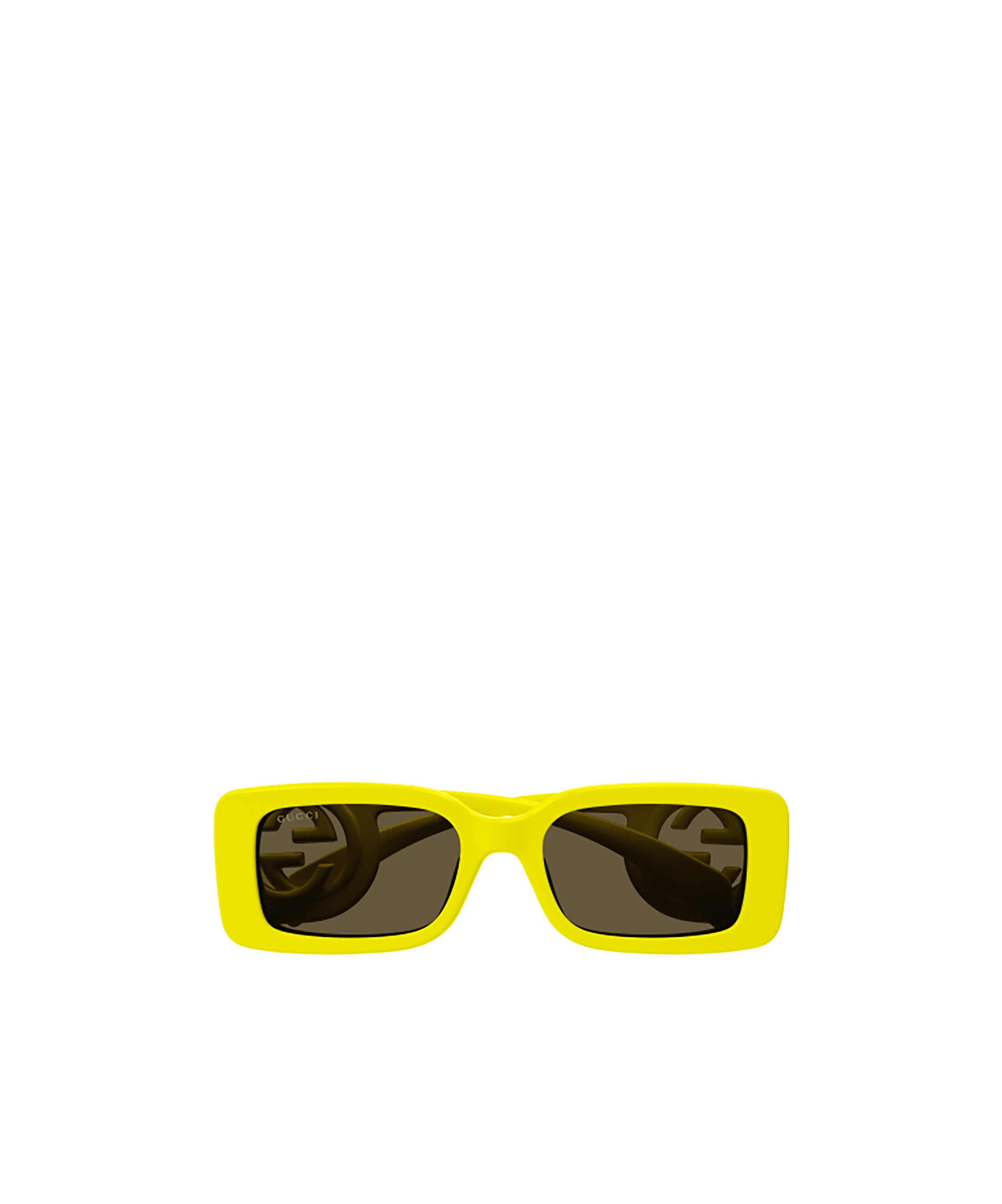 Gucci Monochrome Gg Rectangle Acetate Sunglasses In Brown