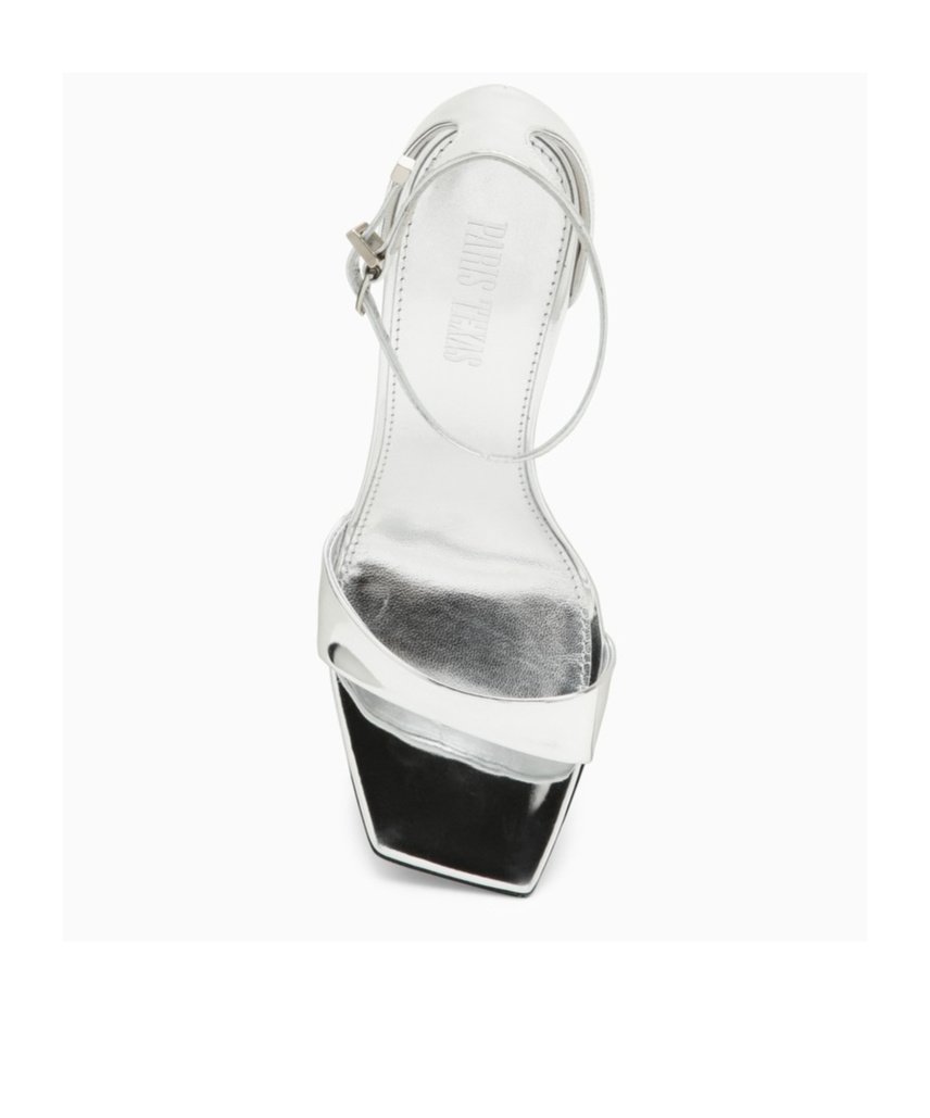 Paris Texas 105mm Stiletto Mirror Leather Sandals In White