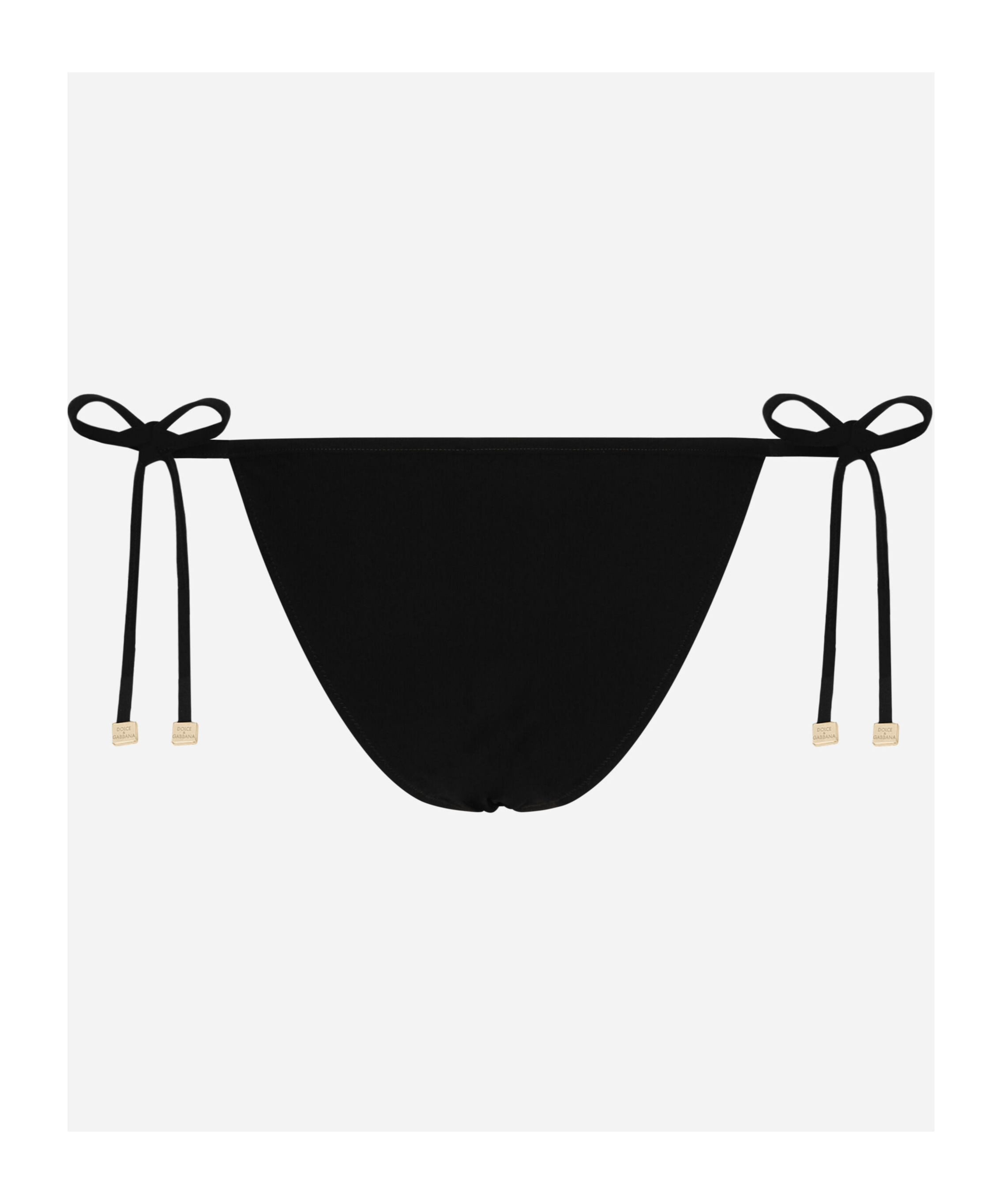 Dolce & Gabbana Logo-plaque Side-tie Bikini Bottom In Black