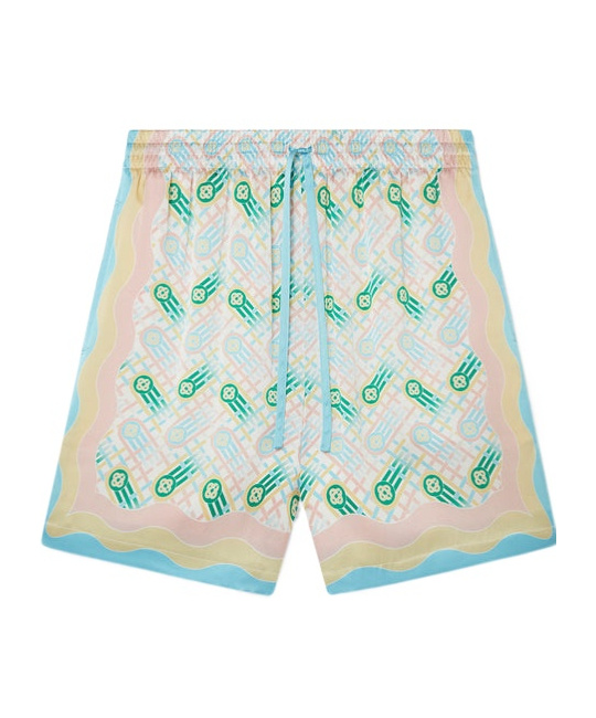 Casablanca Ping Pong Silk Shorts In Multicolor