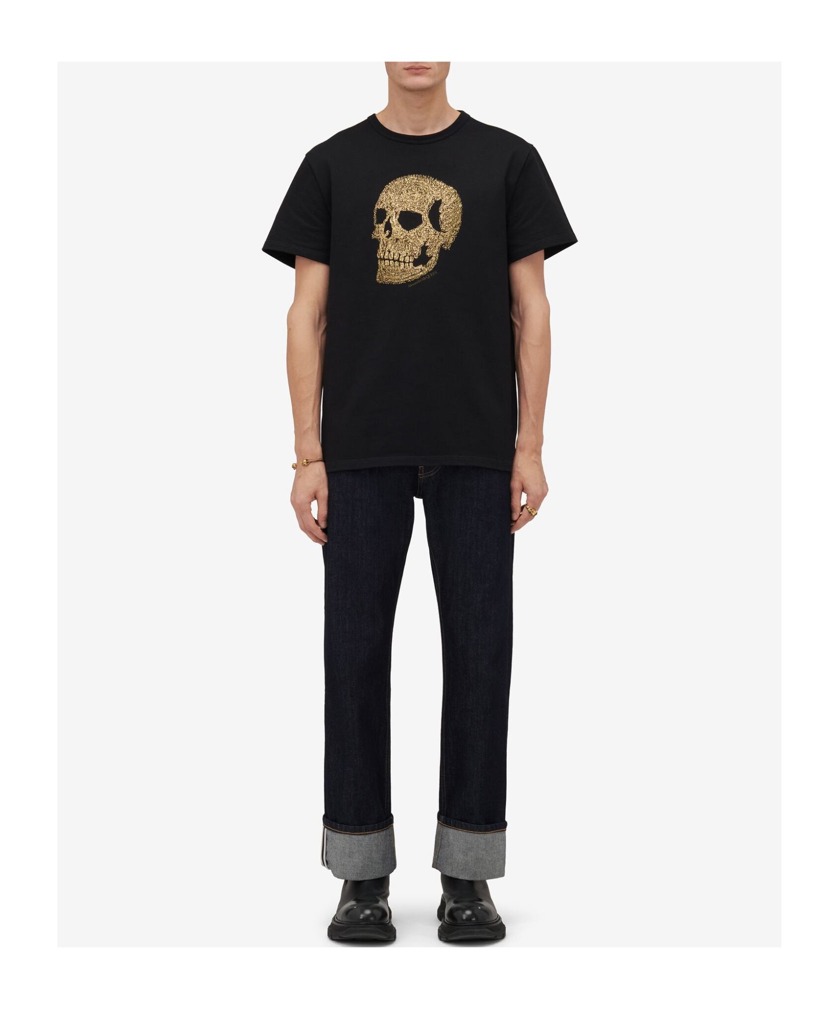 Alexander Mcqueen Skull Embellished Crewneck T-shirt In Black