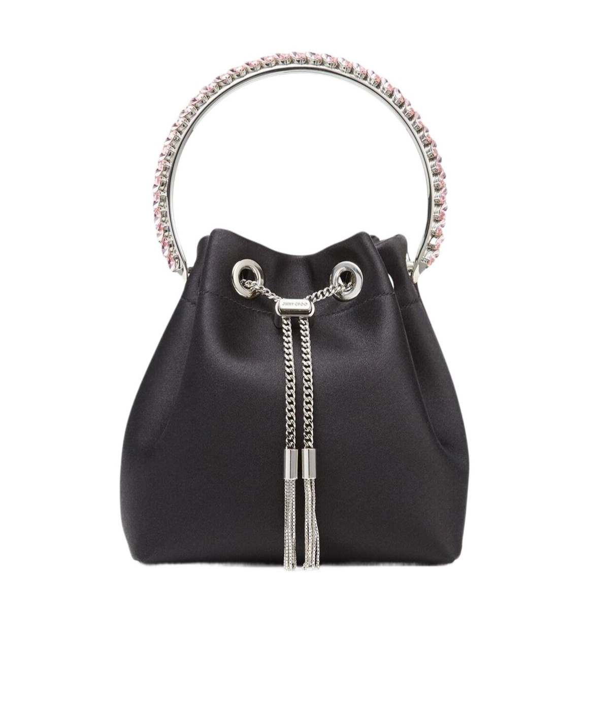 Shop Jimmy Choo Crystal Decorated Bucket Shoulder Bag In Black