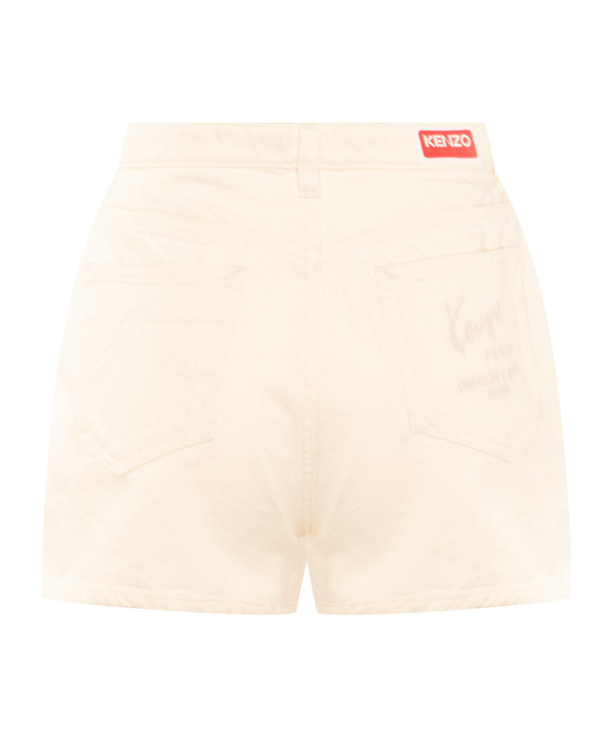 Kenzo Denim Shorts With Belt Loops And Pockets In White