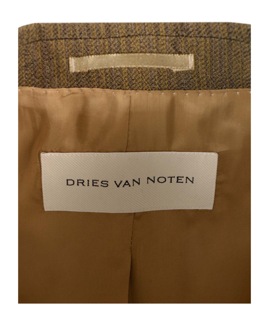 Dries Van Noten Long Sleeved Suit Jacket In Brown