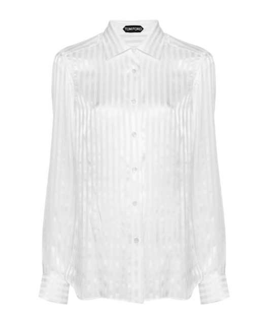 Tom Ford Women Camicia A Righe In Seta In White