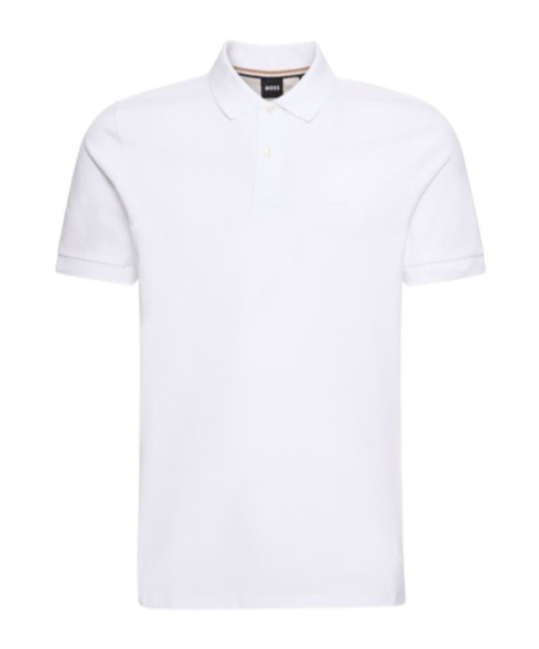 Hugo Boss Regular-fit Polo Shirt In Cotton And Linen In White