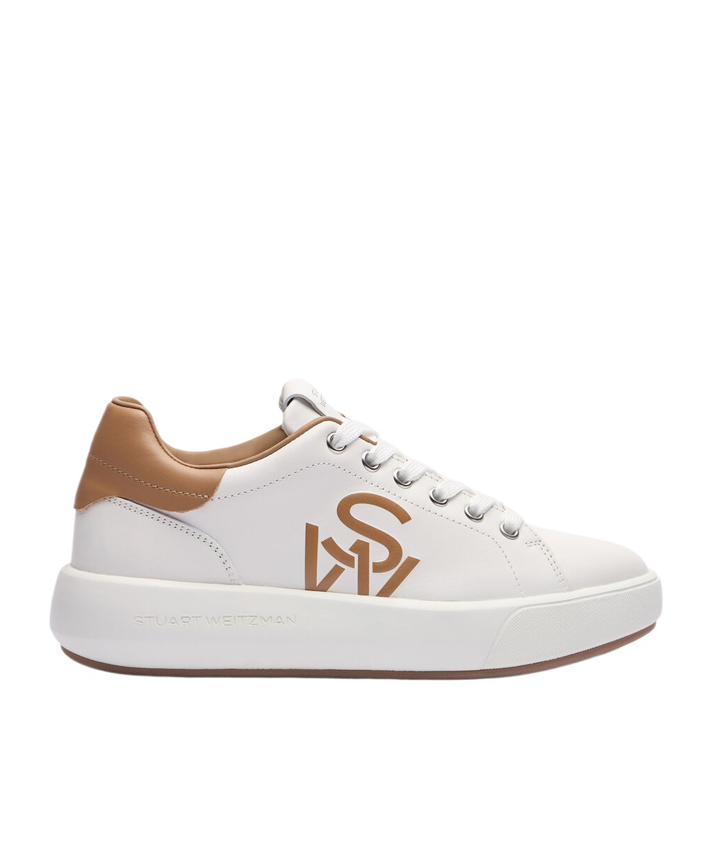 Stuart Weitzman Lace-up Round-head Low-cut Casual Shoes In White