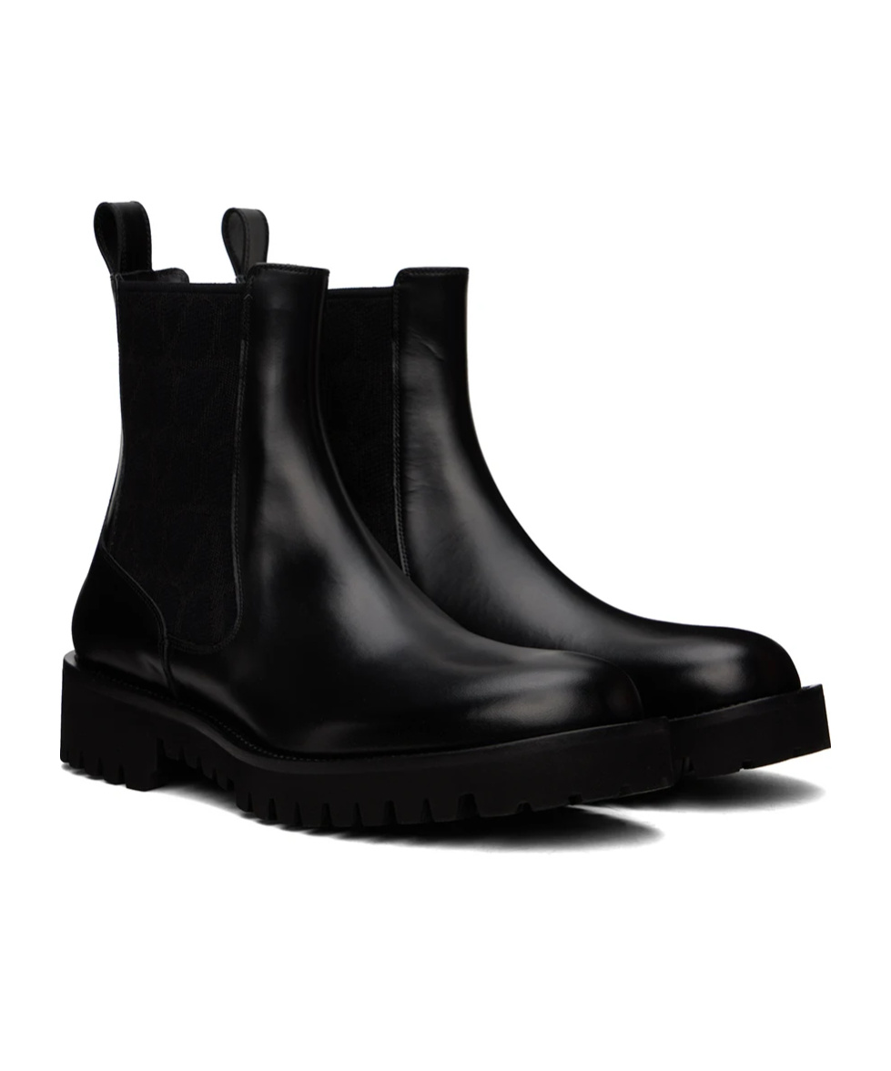 Valentino Toile Iconographe Leather Boots In Black