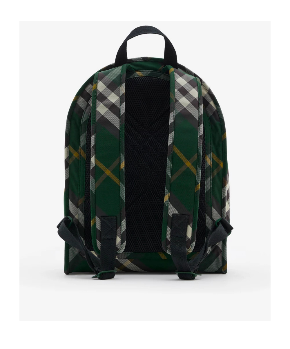 Burberry Check Pattern Shield Backpack With Front Zip In Black