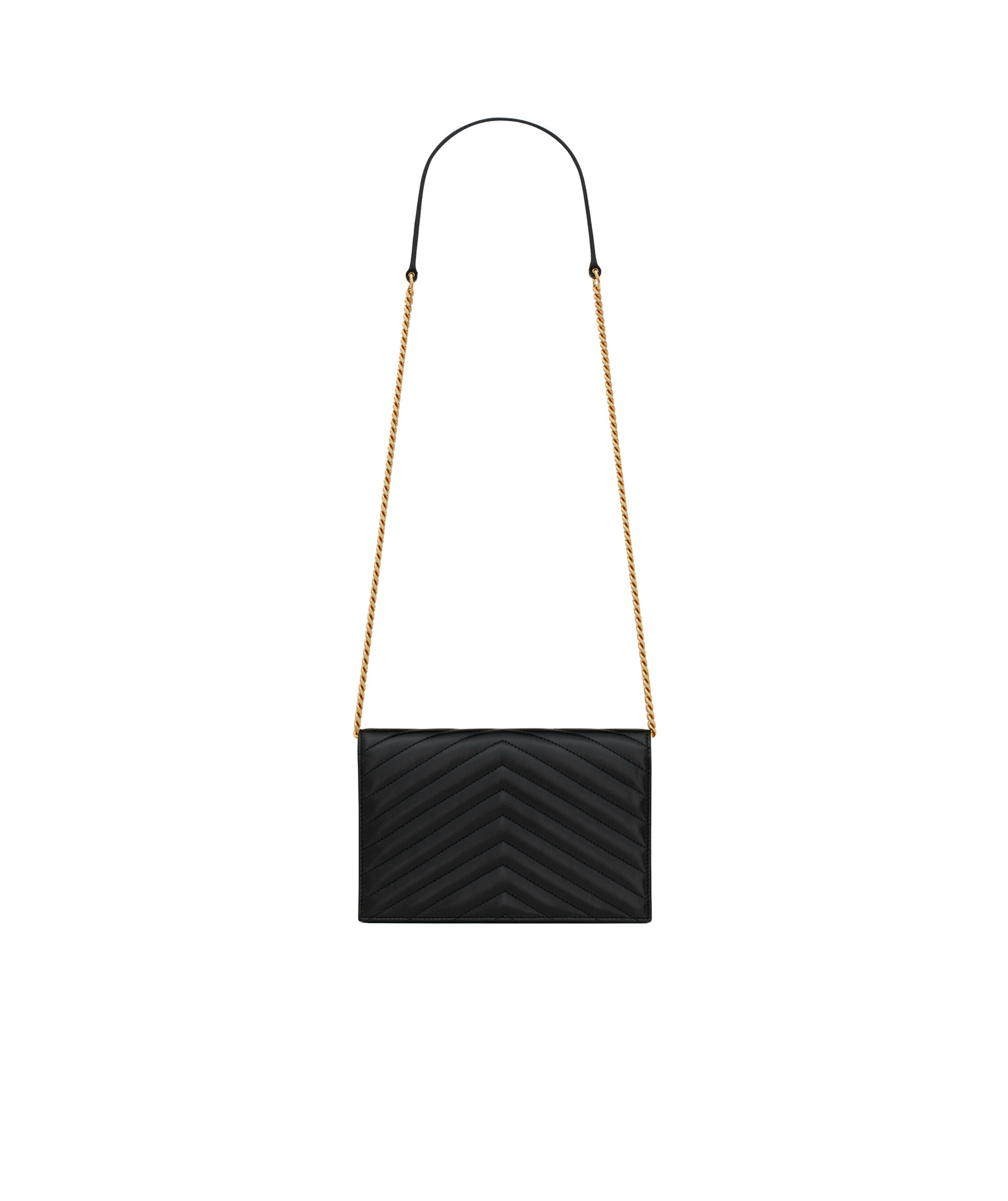 SAINT LAURENT CASSANDRE ENVELOPE CHAIN WALLET IN LAMBSKIN