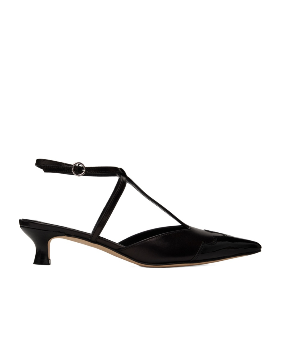 Aeyde Saga 35mm Leather T-bar Pumps In Black