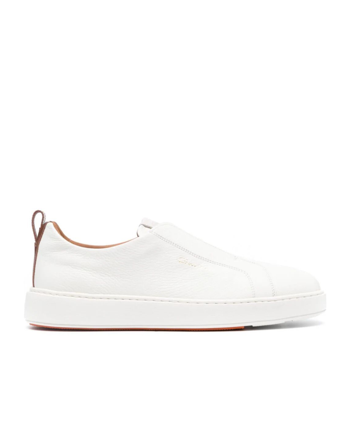 Santoni Slip-on Sneakers With Calf Leather And Durable Rubber Sole In White
