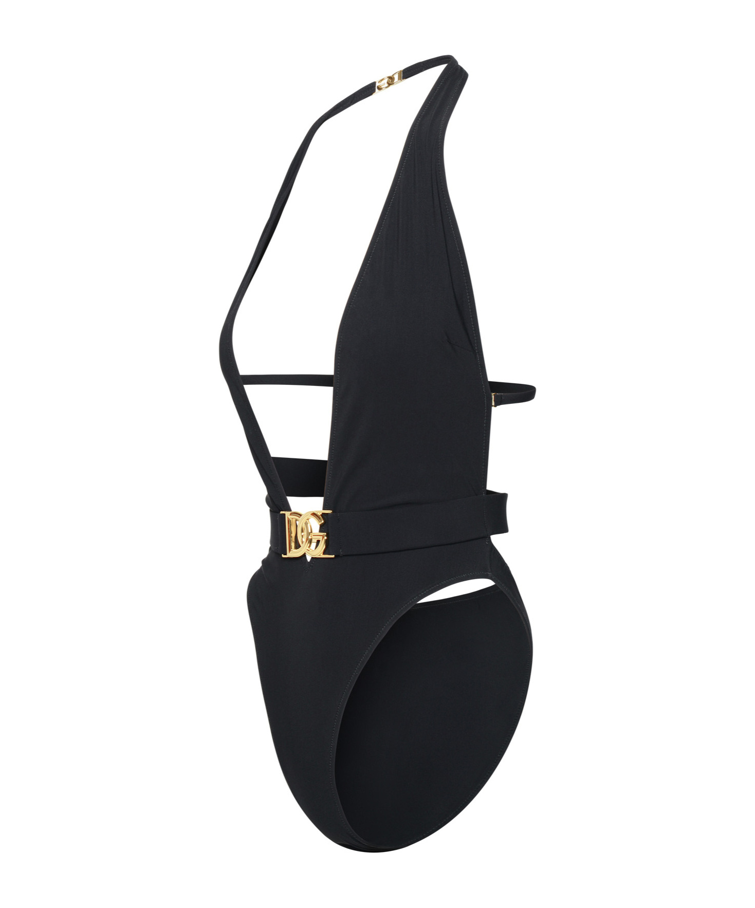 Shop Dolce & Gabbana Logo-plaque Plunge Swimsuit In Black